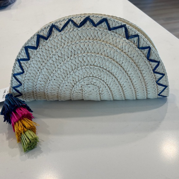 INC International Concepts Handbags - INC International Concepts Woven Clutch with Colorful Tassel taco shaped